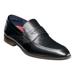 Stacy Adams Mens Karnes Moc Toe Slip On Leather Penny Loafer Black Size 10 1/2 W