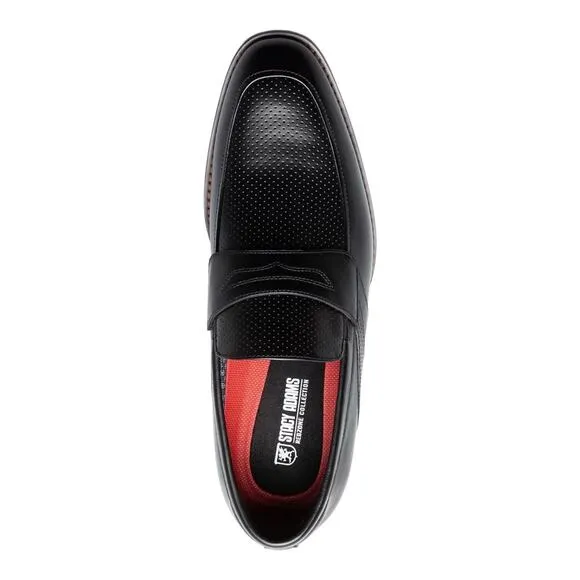 Stacy Adams Mens Karnes Moc Toe Slip On Leather Penny Loafer Black Size 10 1/2 W