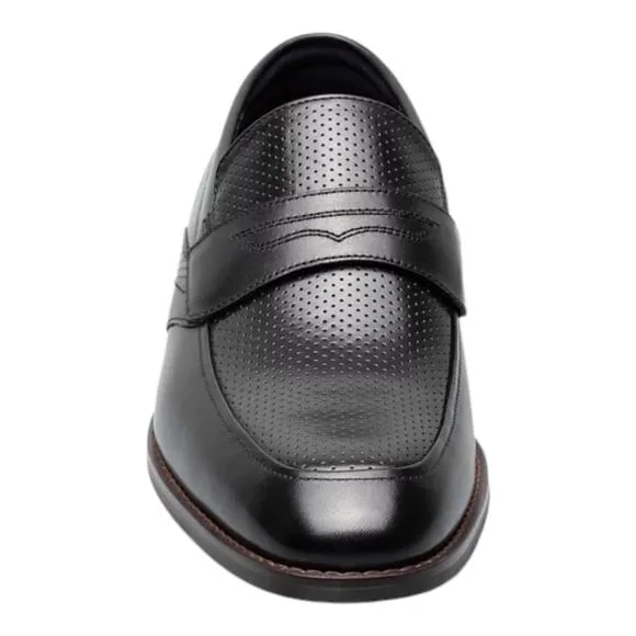 Stacy Adams Mens Karnes Moc Toe Slip On Leather Penny Loafer Black Size 10 1/2 W