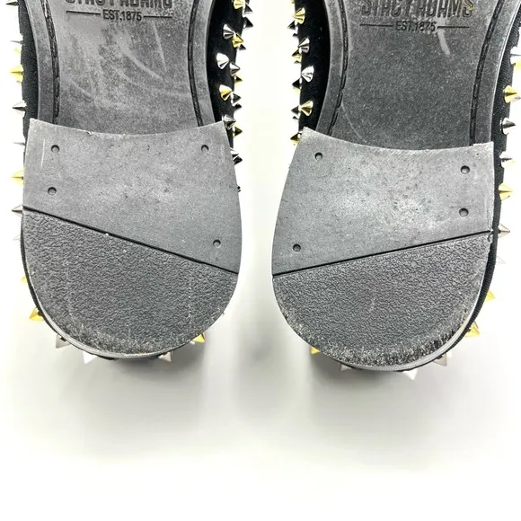 Stacy Adams Mens Spire Black Velvet Gold Silver Spiked Studded Loafers Shoes 9.5