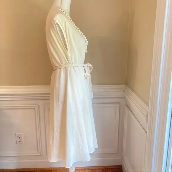 STELLA MCCARTNEY Cream Rhinestone Pearl Embellished Cotton Silk Fit Flare Dress