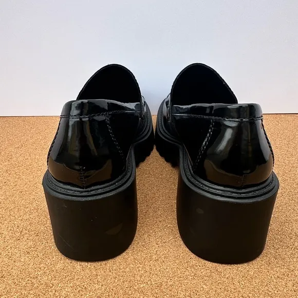 Steve Madden Alden Black Paten Leather Healed Loafer Women’s Size 9.5 Y2…