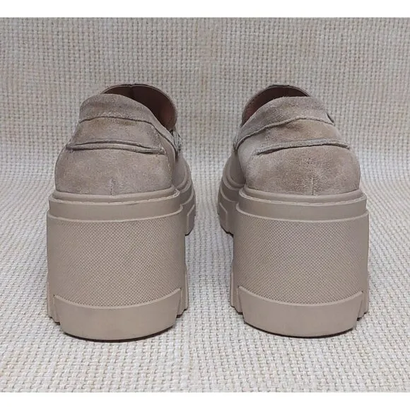 Steve Madden Beth Loafers Chunky Y2K Suede Leather Tan Platform Shoes Size 6.5
