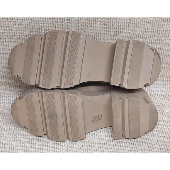 Steve Madden Beth Loafers Chunky Y2K Suede Leather Tan Platform Shoes Size 6.5
