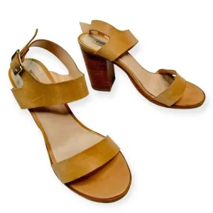 Steve Madden Blaair Open Toe Sandals Ankle Strap Block Heel Tan Color Size 10M