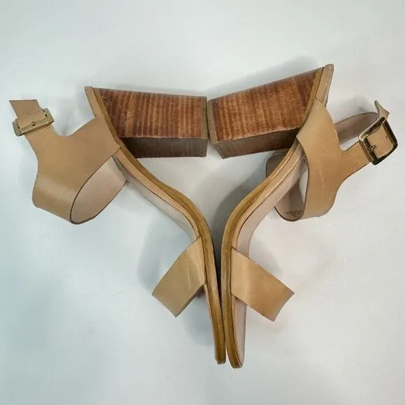 Steve Madden Blaair Open Toe Sandals Ankle Strap Block Heel Tan Color Size 10M