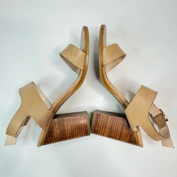 Steve Madden Blaair Open Toe Sandals Ankle Strap Block Heel Tan Color Size 10M
