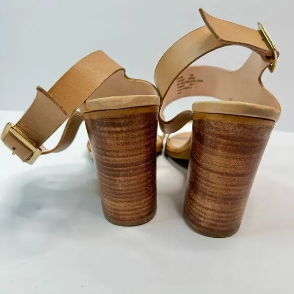Steve Madden Blaair Open Toe Sandals Ankle Strap Block Heel Tan Color Size 10M