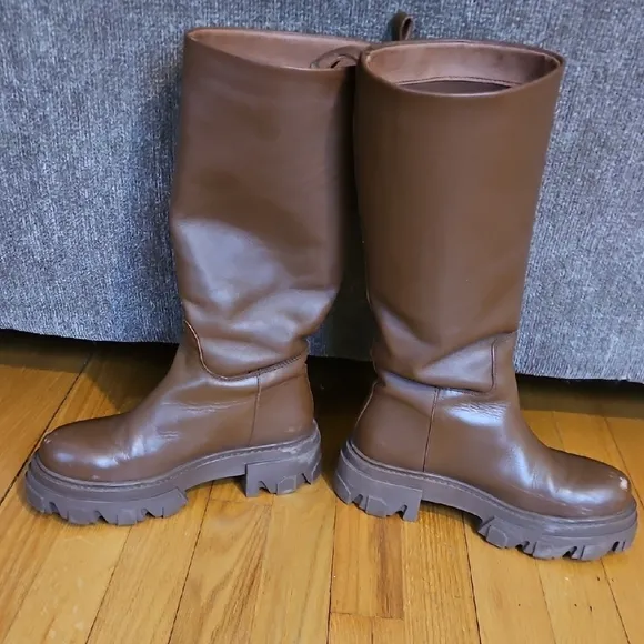 Steve Madden Brown Leather Knee-High Boots Sz 6.5