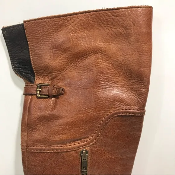Steve Madden Haylyn Knee High Cognac Leather Riding Boots NWOT