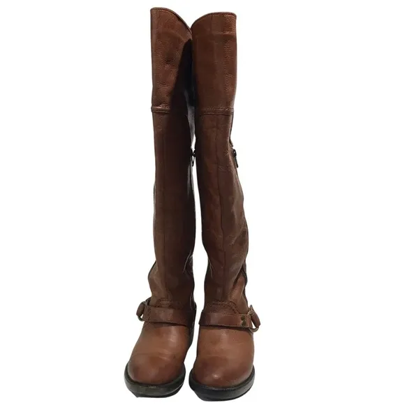 Steve Madden Haylyn Knee High Cognac Leather Riding Boots NWOT
