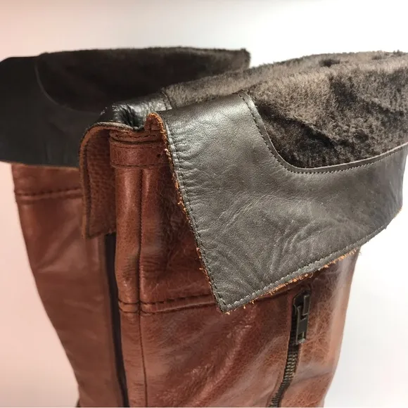 Steve Madden Haylyn Knee High Cognac Leather Riding Boots NWOT