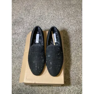 Steve Madden Men's Black Rhinestone Loafers Size 9.5 Slip-On Dress Shoes