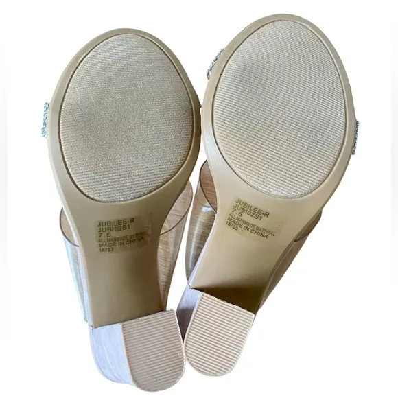 Steve Madden New Jubilee Suede Rhinestone Clear Lucite Strap Sandals Heels 7.5