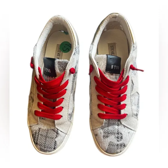 Steve Madden Women's Philosophy Sneakers animal print with suede accent