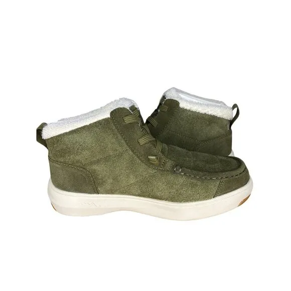 Stio Colter Chukka Dark Olive Green Suede Boots Size 6 Lining &amp; Traction Outsole