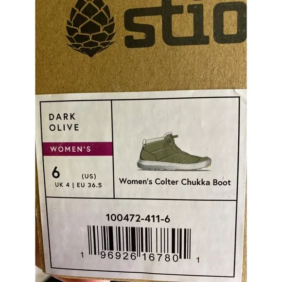 Stio Colter Chukka Dark Olive Green Suede Boots Size 6 Lining &amp; Traction Outsole