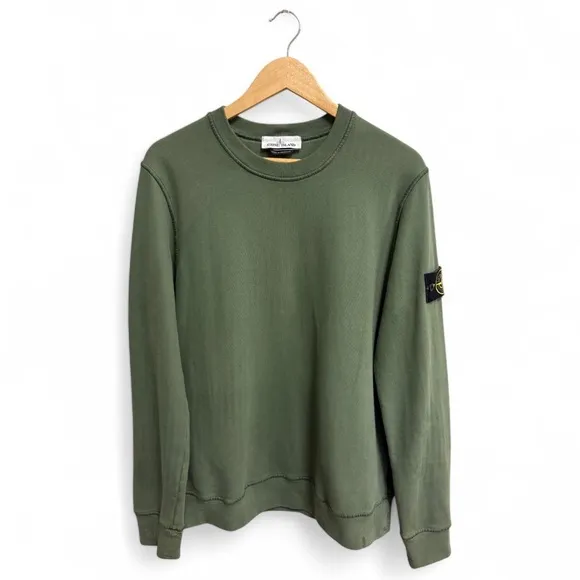 Stone Island-Green Emblem Crewneck Sweatshirt-M | Retail Price: $290