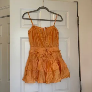 Strapless Ruffle Orange Summer Mini Dress