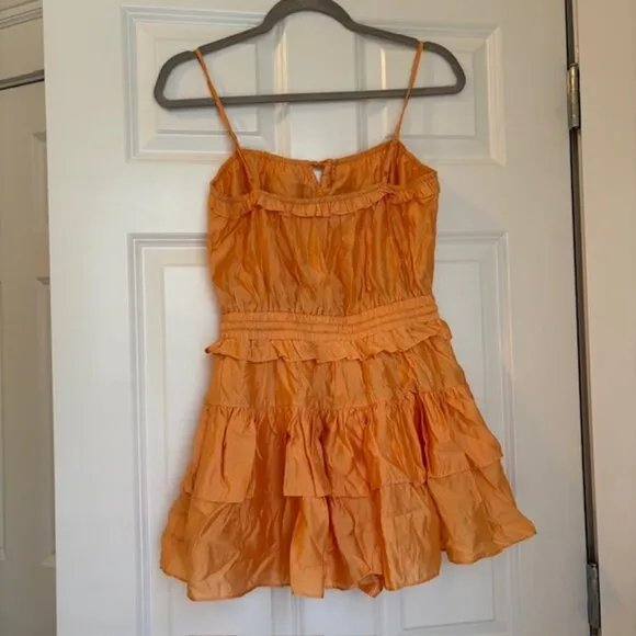 Strapless Ruffle Orange Summer Mini Dress