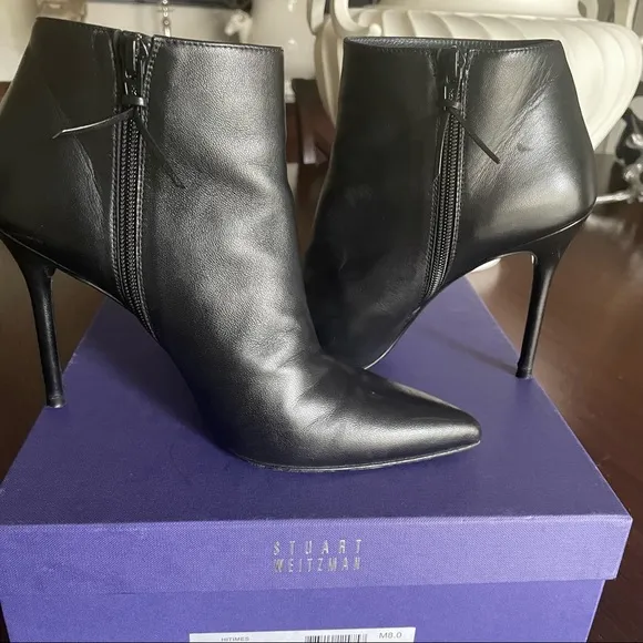 STUART WEITZMAN Black nappa leather ankle boots