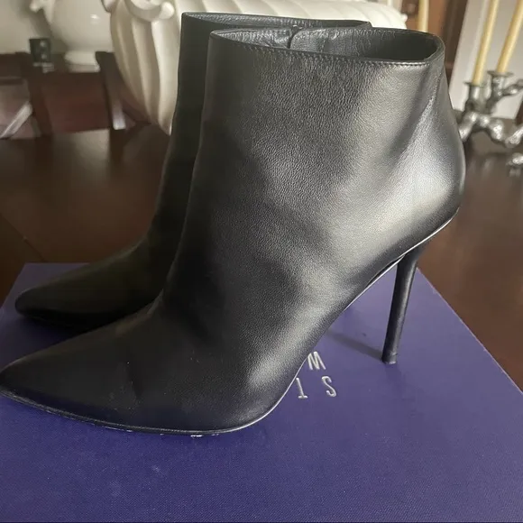 STUART WEITZMAN Black nappa leather ankle boots
