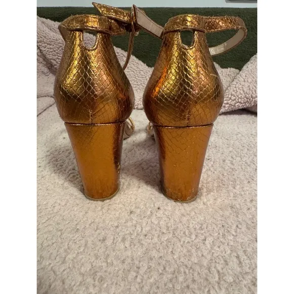 Stuart Weitzman Gold Ankle Strap Heels