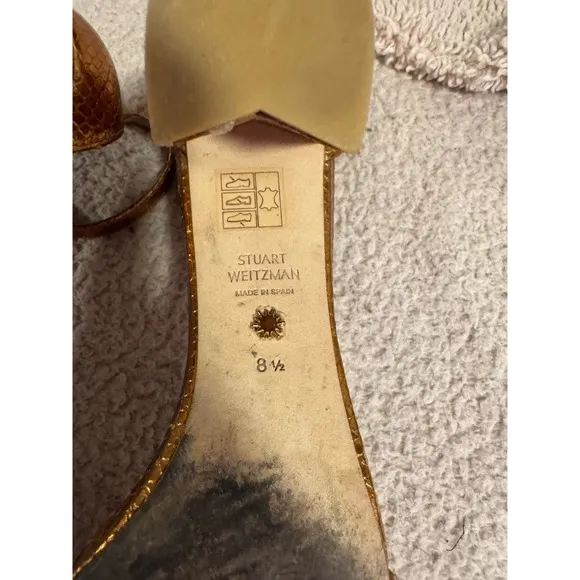 Stuart Weitzman Gold Ankle Strap Heels