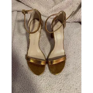 Stuart Weitzman Gold Ankle Strap Heels