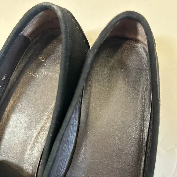 Stuart Weitzman Habit Black Suede Jewel Rhinestone Womens Loafers size 11