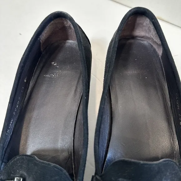 Stuart Weitzman Habit Black Suede Jewel Rhinestone Womens Loafers size 11
