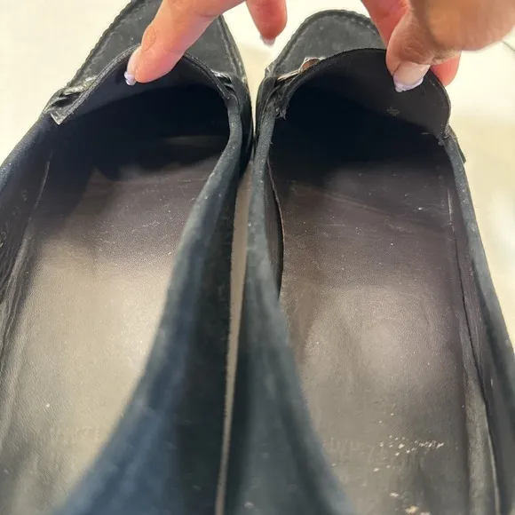Stuart Weitzman Habit Black Suede Jewel Rhinestone Womens Loafers size 11