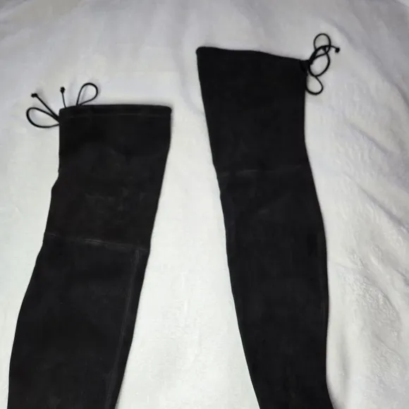 Stuart Weitzman Highland Black Suede Leather Size 9