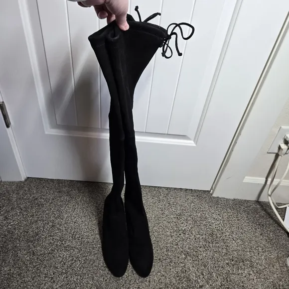 Stuart Weitzman Highland Black Suede Leather Size 9