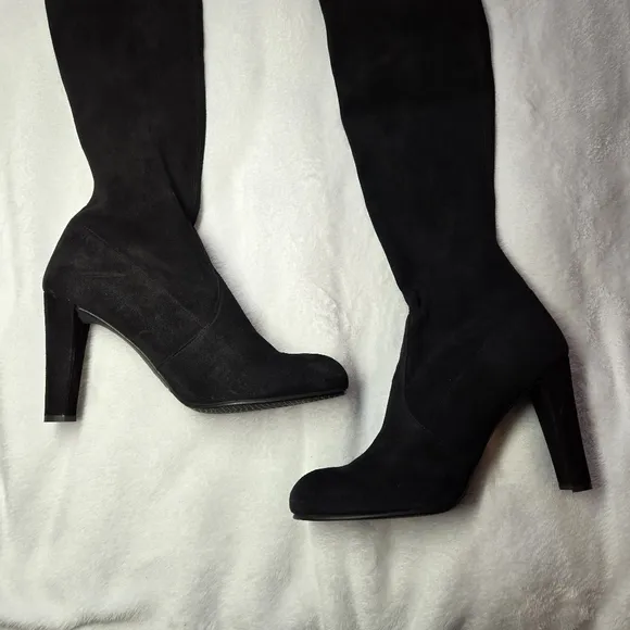 Stuart Weitzman Highland Black Suede Leather Size 9