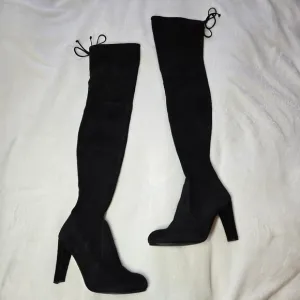 Stuart Weitzman Highland Black Suede Leather Size 9