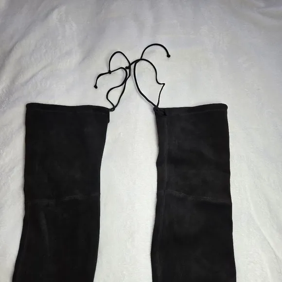 Stuart Weitzman Highland Black Suede Leather Size 9