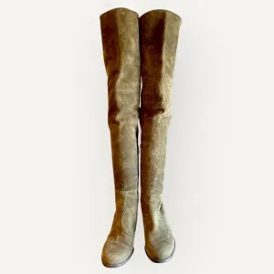 Stuart Weitzman 'Hitest' Over The Knee Olive Green Suede Boots Sz 8