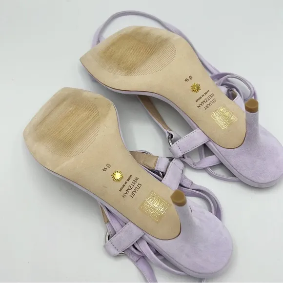 STUART WEITZMAN Lalita sandals Suede leather Size 6.5 Square Toe tie up