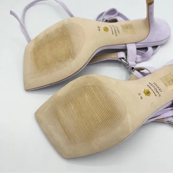 STUART WEITZMAN Lalita sandals Suede leather Size 6.5 Square Toe tie up