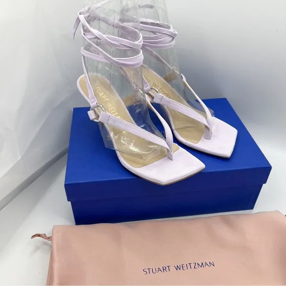 STUART WEITZMAN Lalita sandals Suede leather Size 6.5 Square Toe tie up