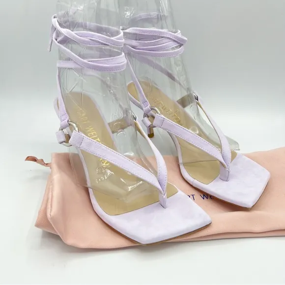 STUART WEITZMAN Lalita sandals Suede leather Size 6.5 Square Toe tie up