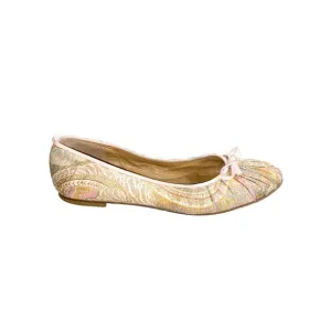 Stuart Weitzman Multicolor Floral Paisley Print Silk Leather Trim Ballet Flats