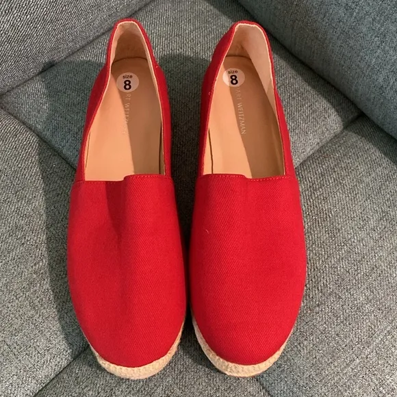 Stuart Weitzman Mykonos Twill Espadrilles in Red Size 8