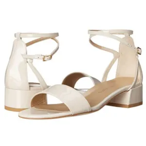 Stuart Weitzman Peewee Cream Patent Leather Sandals Classic Women's 8.5 New