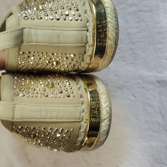 Stuart Weitzman ROCKON Gold Studded Espadrilles Size 6