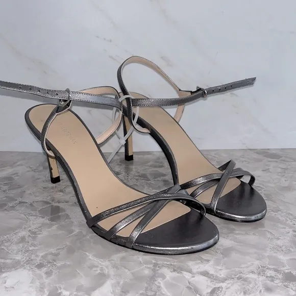 Stuart weitzman Starla 80 ankle strap sandal heels gunmetal sz 7