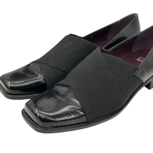 Stuart Weitzman The Band Loafer Elastic SZ 9 Women's Black Patent Career Office