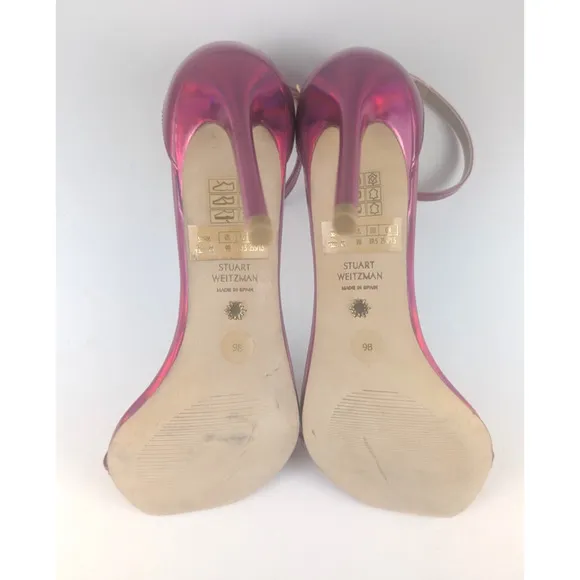 Stuart Weitzman Women's Pink Nudistcurve Ankle-Strap Sandals Shoes US 9
