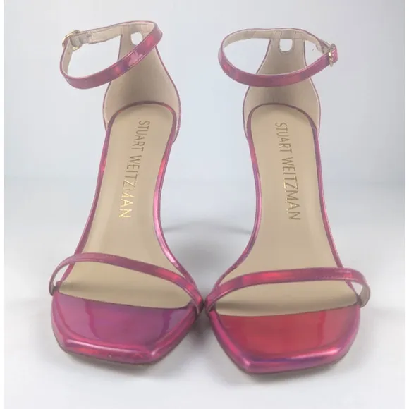 Stuart Weitzman Women's Pink Nudistcurve Ankle-Strap Sandals Shoes US 9